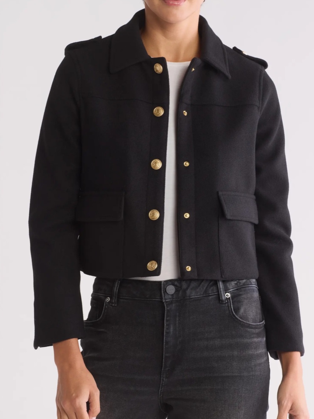 Jason Wu Burgundy Cropped Military Jacket Size L Epaulet Button Front